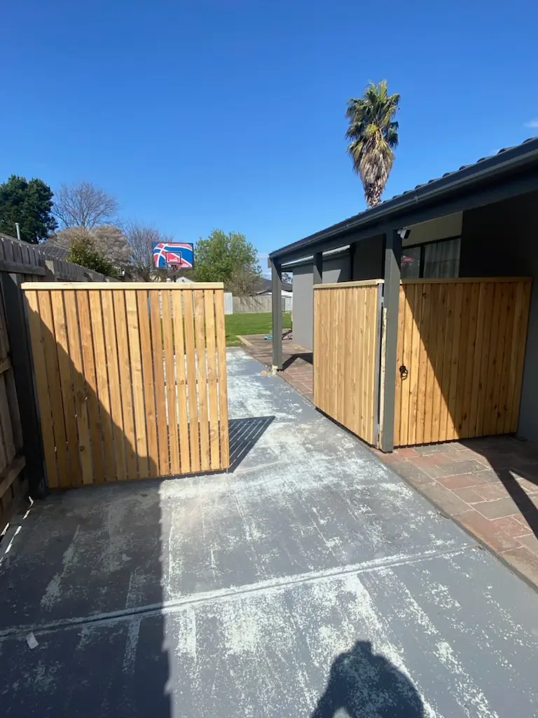 paling fence and gate unpainted